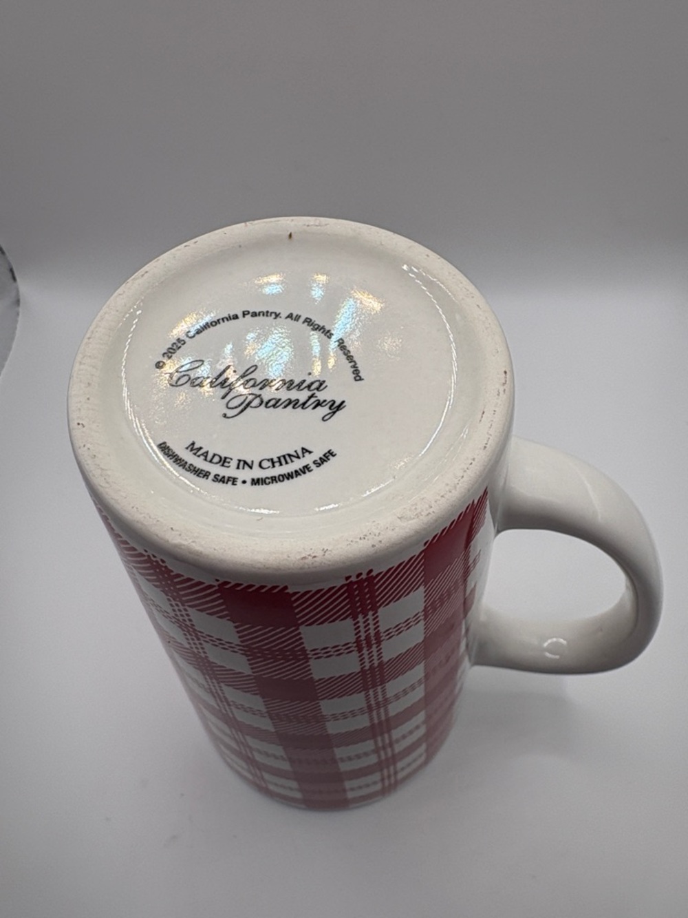 Red Plaid Ceramic Tall Mug with White Handle 6” Tall NWOTS - Picture 3 of 5